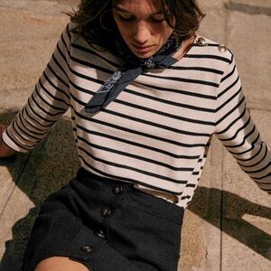 Sezane Colette Marinière Ecru / Noir - Size M